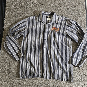 Harley Davidson Button Down Men's Medium Black/Gray Embroidered Long Sleeve
